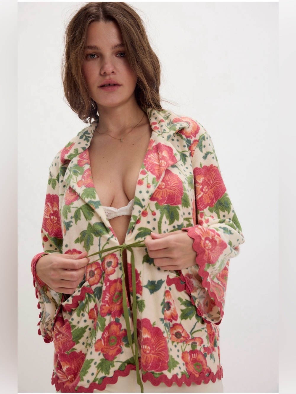 NWT Free People Bali Wake Up Call Robe in Pearled Ivory Combo